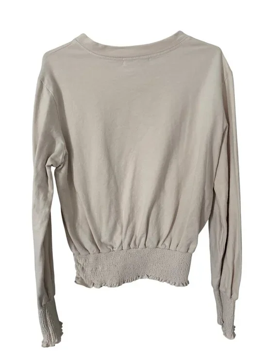 Spiritual Gangster Raena Pullover Size Medium Crewneck Long Sleeve Smocked Hem - Picture 3 of 8